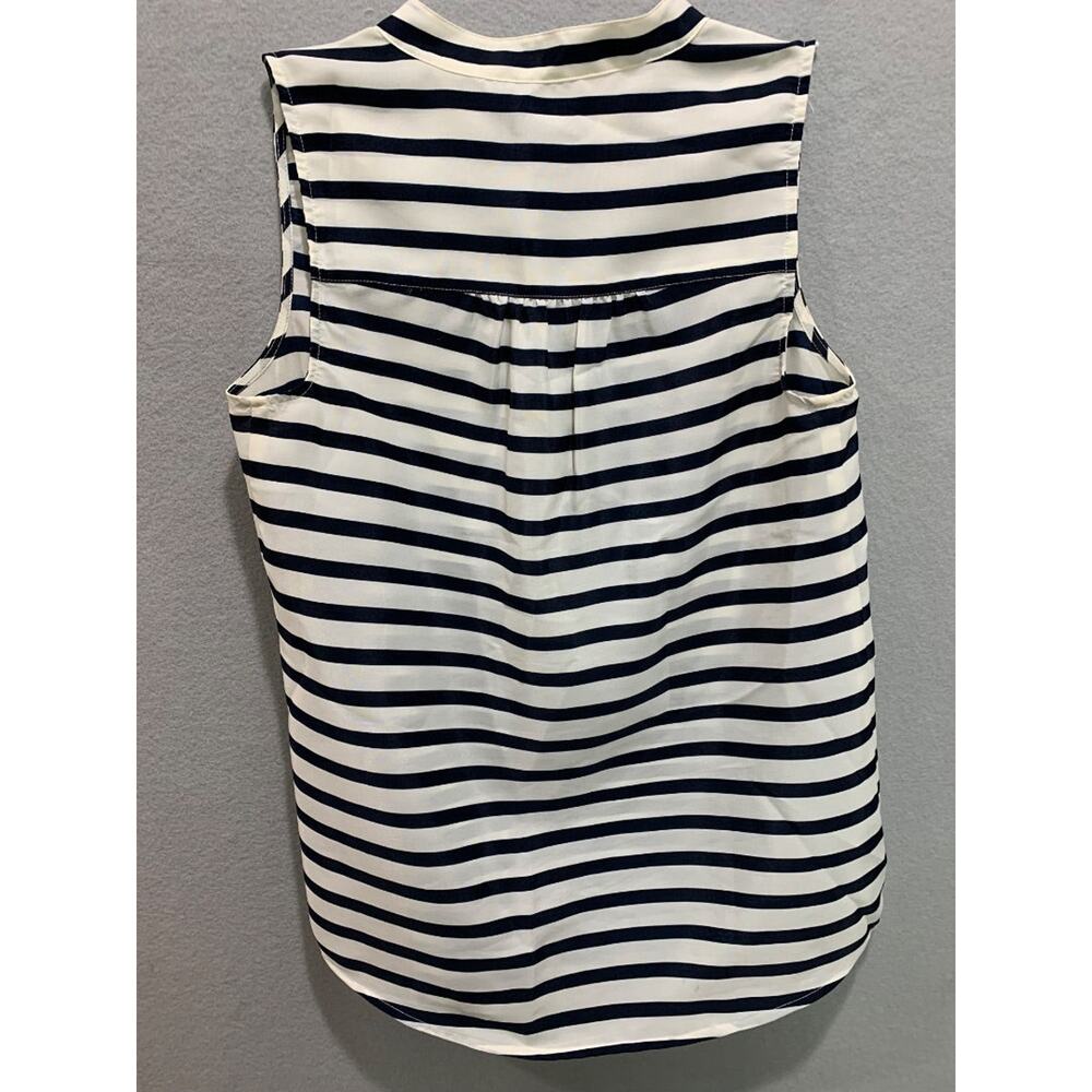 Size 00 J.Crew Womens Sleeveless Blouse Navy Blue White Stripe - Picture 5 of 8